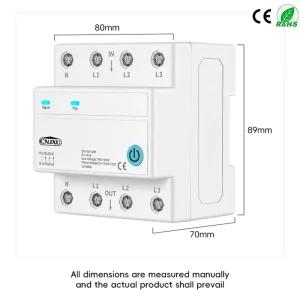 63A 3P+N Tuya WiFi Smart Circuit Breaker 3 Relays Cut Off L Remote Control Timer Countdown Cycle Timing AC3X110V 3X230V