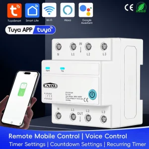 63A 3P+N Tuya WiFi Smart Circuit Breaker Remote Control Timer Countdown Cycle Timing 3 Relays Cut Off L AC 3x110V 3x230V