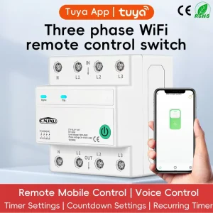63A 4P Tuya WiFi Smart MCB 4 Relays Cut Off L Remote Control Timer Countdown Cycle Timing AC3X110V 3X230V