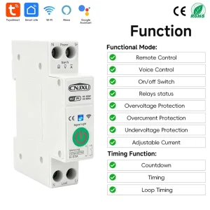63A Over Current Overvoltage and Undervoltage Protection Power Metering Wireless Remote Control Tuya Circuit Breaker Wifi
