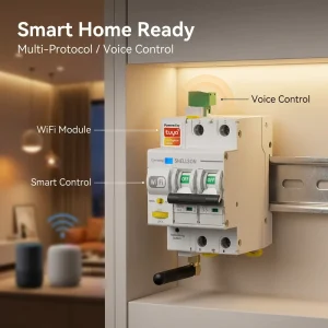 63A Tuya WiFi Smart Circuit Breaker Remote Control Multi Protection Functions Tuya Smart 1P 2P 3P 4P Wifi MCB