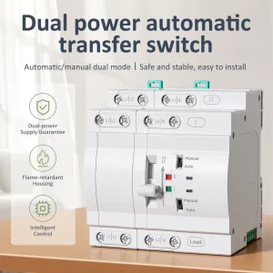 63AE 2P 2 Pole 63A Dual Power Automatic Transfer Switch AC 230V ATS for PV System and Generator PC