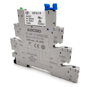 6A 24V Slim Interface Relay Module DIN Rail Mount SPDT Relay with LED Indicator & Protection Circuit for PLC Control