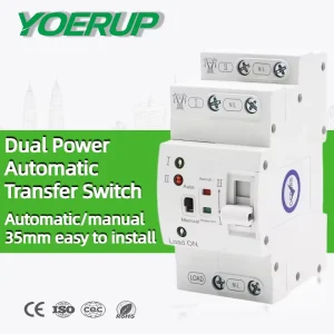 6A-80A 2P PC Type Automatic Transfer Switch 220V Overvoltage Undervoltage Protection Dual Power Changeover Switch for Household