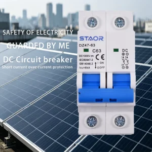 6A MCB Miniature Circuit Breaker DC DZ47-63 C6 250V 1000V 1P 2P 3P 4P DIN Rail for Solar Distributor PV System Protection CE