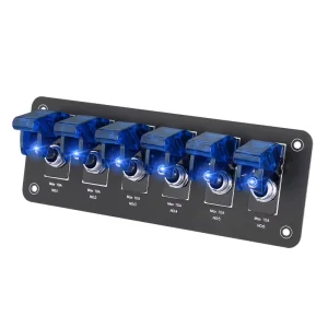 6ASW 6 Gang Vehicle Rocker Switch Panel 12-24V 10A Fuse LED Illuminated Switch for Auto RV Truck Boat CE ROHS