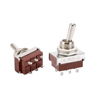 6Pin 12mm 2Way DPDT KN32 Toggle Switch Bakelite Housing IP50 Dustproof 5A 250V 100000 Cycles Silver plated