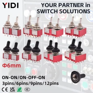 6mm 3 6 9 12 Pin 6A 250VAC 2A 250V Plastic SPDT Latching Locking Lever ON ON ON OFF ON Toggle Rocker Switch