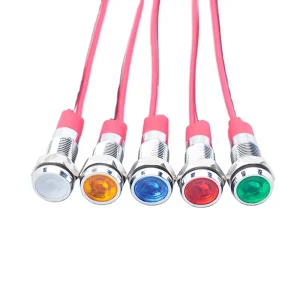 6mm 8mm 10mm 12mm Metal Indicator LED Light Blue Red Yellow Green White LED Metal LED Indicator Light 15MA 220V with Two Wires