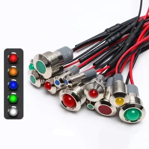 6mm/8mm/12mm LED Metal Indicator Light with Wires Red Green Yellow Blue White Waterproof Signal Light