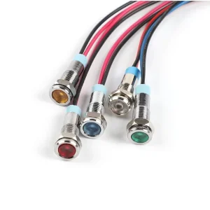 6mm LED Metal Indicator Light 6mm Waterproof Signal Lamp 5V 6V 12V 24V 48V 220V with Wire Red Yellow Blue Green White