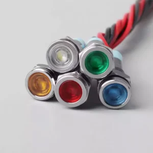 6mm Metal Indicator Light with Wire Five Colors Available Round Waterproof Signal Indicator Light 3V 5V 12V 24V 48V 220V 110V