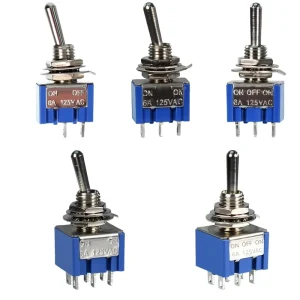 6mm Mount Hole Mini Toggle Switch MTS-101/102/103/202/203, Dark Blue 2/3/6 Pin 2/3 Position Rocker Mini Flip Switch