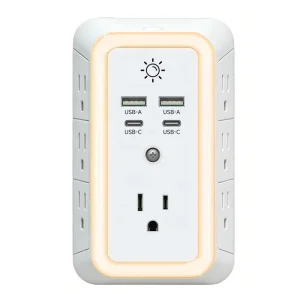 7 Outlet Smart Socket Protector USB C Multi Plug Power Strip Wall Plate Adapter US Outlet Extender Socket for Home
