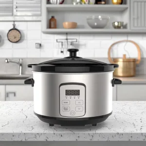 7 Quart Digital Touch Programmable Slow Cooker Sous Vide Start Delay Timer Switch Stainless Steel Housing Non-Stick Pot