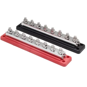 8 Gang Heavy Duty M10 Studs Nickel-Plated Copper Busbar Terminal Block 600A for Automotive RV Boat Yacht