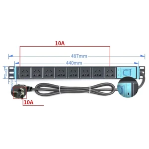 8 Port Custom 240V PDU Strip 3 Phase Power Distribution Unit 220V Server Rack Cabinet 10A 16A Aluminium Alloy Shell IP66 Rated