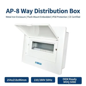 8-Way AP Series Power Distribution Box 150A 380V IP30 Metal Base Plastic Panel Wall Mounted Wiring Enclosure Circuit