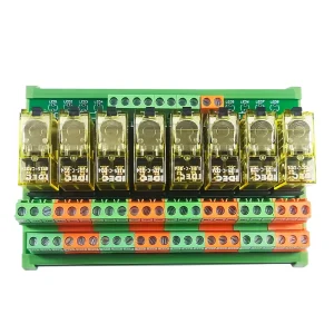 8 Way DPDT 2CO 8A DC24V Sealed Relay Module with Screw Terminal DIN Rail Mount for PLC Control