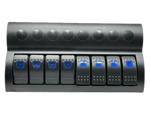 8 Way Switch Panel Rocker Switch with Red Blue LED Indicator Circuit Breaker for Marine Car