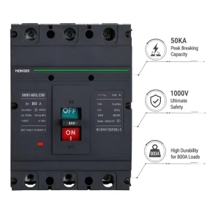 800A 3P 4P MCCB Molded Case Circuit Breaker Thermal Magnetic AC 400V 100KA Industrial Main Feeder Protection CE CCC
