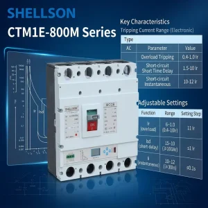 800A MCCB Molded Case Circuit Breaker 50kA/65kA 3-Pole 4-Pole 400/690V Industrial Mould Case Types Circuit Breaker