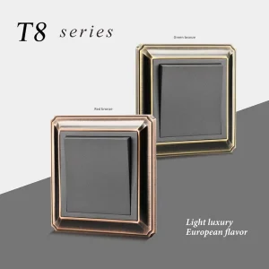 86 Panel Retro Style Red Antique Brass Alloy Toggle Switch Universal 1 2 3 4 Gang Outlet Socket 250V Plug Sockets