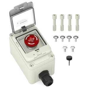8A 250V 22mm Emergency Stop Push Button Switch Waterproof Outdoor Switch Box with Transparent Cover and Box