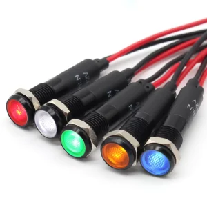 8mm 10mm 12mm Indicator Lights LED Indicator Metal Pilot Panel Light 20cm Cable Chrome Finish Car Boat Marine