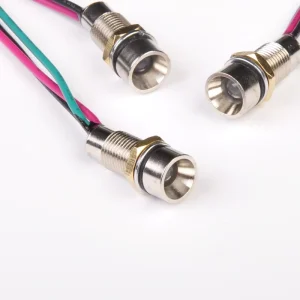 8mm LED Signal Light 2V-220V DC Waterproof IP67 Pilot RGB Indicator Light with Wire