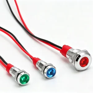 8mm Metal Indicator Light LED IP65 IK09 Waterproof 3V 220V Red Yellow Blue Green