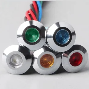 8mm Metal Indicator Light with Wire Round Waterproof Signal Indicator Light 3V 5V 12V 24V 48V 110V 220V