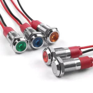 8mm Metal Power LED Indicator Lights with LED Display IP65 IK08 Compatible with 3V 6V 12V 24V 110V 220V