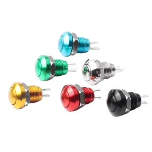 8mm Metal Push button Switch Color Options Normally Open Self resetting 2 pin 220V Red yellow blue green black silver