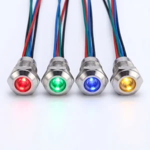 8mm Mini 12V 24V RGB Three LED Lighted Bike Motorcycle Car Indicator Light IP67/IP10 Stainless Steel