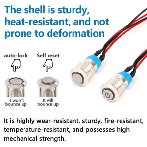 8mm Waterproof Electronic Stainless Steel Push-button Switches with Self-locking Function 24V IP67 1NO for Home Appliance
