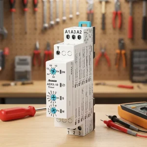 A ERX-10 Multifunction Time Delay 150-260V AC 24V DC/AC Din Rail 0.1s-30h Adjustable CE