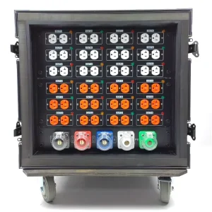 ABCCABLS Professional 24CH US Power Distribution Cabinet 400A Camlock Input 110V and 220V Edison Output for Stage Equipement