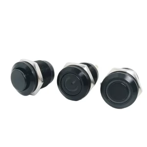 ABEI Symbol Power 12V 24V Black Metal Small Micro Switches Pushbutton Momentary 12mm Push Button Switch
