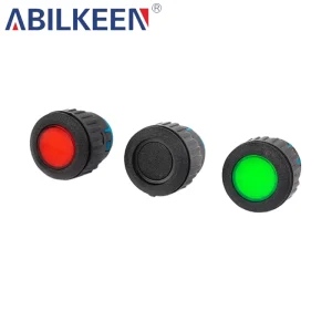 ABILKEEN 16mm Plastic Type Waterproof Push Button With Full Illuminated LED Reset 4 Pin Button Switches for Industrial Control