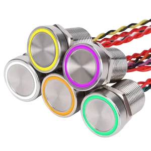 ABILKEEN IP68 Piezoelectric Switch 12mm Waterproof Metal Piezo Push Button with Ring LED Ring for Industrial Control