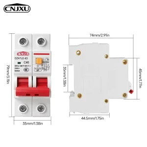 AC 230V Type RCBO RCCB MCB Electronic Residual Current 2Pole Circuit Breaker Over Short Current 30mA Leakage Protection