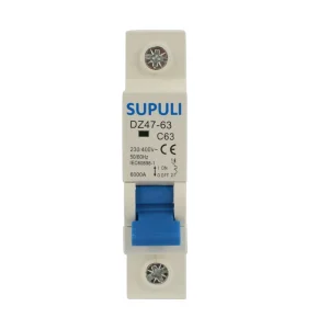 AC Circuit Breaker 1 Pole 6A 16A 20A 25A 32A 40A 63A 230V 400V MCB Miniature Circuit Breaker with CE Certification