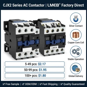 AC Contactor CJX2-12 380V Auxiliary Power Contactors Three Phase 1211 2511 3211 0911 1811 220V