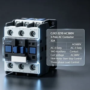 AC Contactor CJX2 3210 3 Pole 32A 3 Phase Coil Voltage AC380V Rated Voltage AC660V for Power Distribution Facilities
