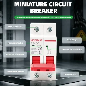 AC DC Solar MCB 500V 6kA Double Pole 1P 2P 3P 4P 1A 2A 3A 4A 6A 10A 16A 20A 25A 32A 40A 50A 63A Mini Miniature Circuit Breaker