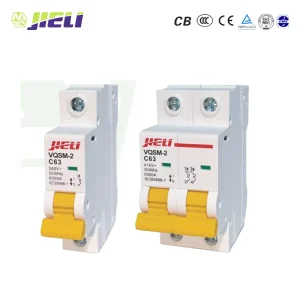 AC MCB Miniature Circuit Breakers 63A1P/2P/3P/4P Din Rail Circuit Breaker 230/400V 50/60Hz 3kA PA66