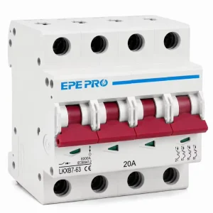 AC Mini Circuit Breaker 63A 4 P 120V 240V DIN Rail Mount MCB Thermal Magnetic Trip AC Disconnect Switch for Electrical Protect