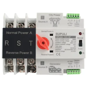 AC110V Automatic Transfer Switch 3P 63A 100A 125A Mini ATS Mains Power Generator Power Switch