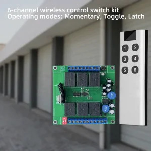 AC220V 6-Channel 433MHz Rolling Code Wireless Remote Control Switch for Garage/Roller Shutter Doors 150m Transmission Distance